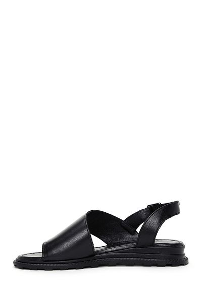 Derimod Women's Black Buckle Genuine Leather Sandals 25Sfd350018