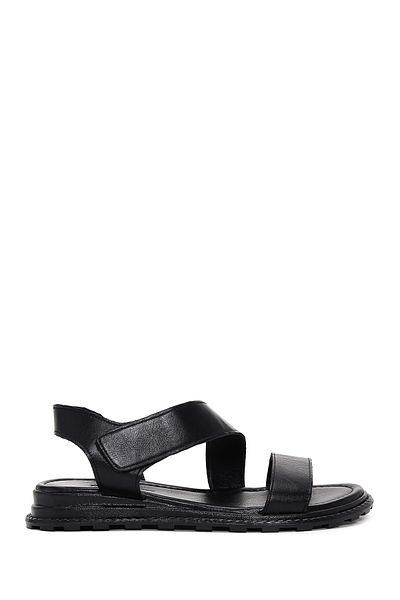 Derimod Women's Black Ankle Strap Genuine Leather Sandals 25Sfd350118