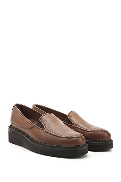 GÖNDERİ(R) Women's Tan Antique Wedge Sole Genuine Leather Shoes