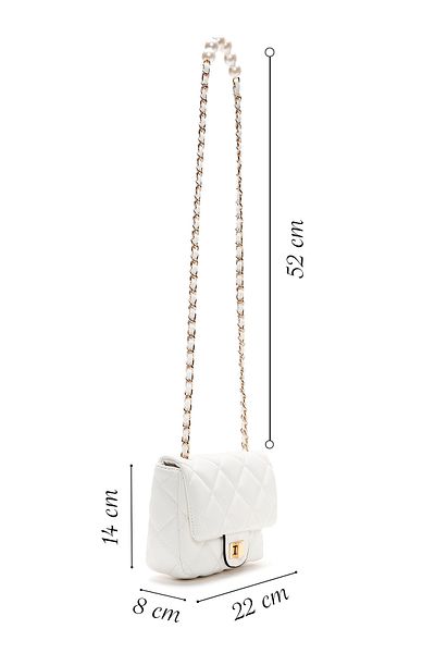 Derimod Women's White Long Strap Quilted Crossbody Bag 25Sbd2911Kp