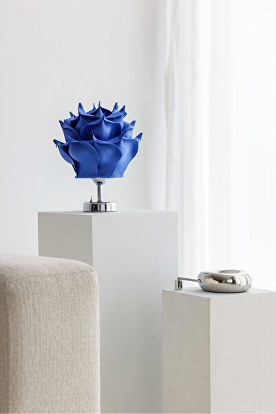 Maison Avf Saks Mavisi Eva Gül Tasarım Kablosuz Masa Lambası - Alt Gümüş