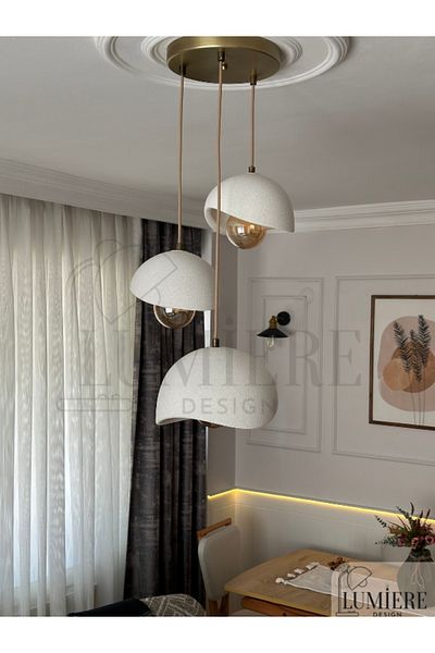 Lumiere Concrete Look Nordic & Bohemian Style 3-Piece Pendant Lamp Chandelier - Professional Design, Contains Daylight Bulb