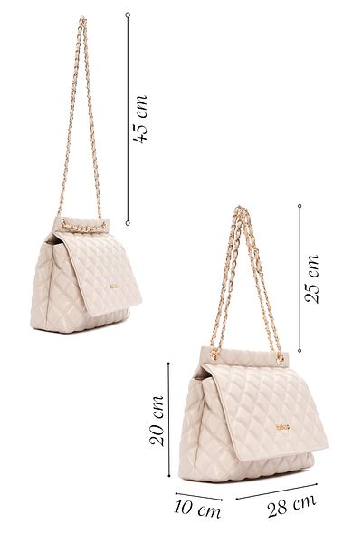 Derimod Women's Cream Long Strap Quilted Shoulder Bag 25Sbd2009Kp