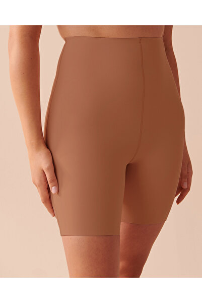 MİSTİRİK Porfy Model 3 Bölge Etkili Lazer Kesim Biker Tayt Paçalı Korse Kahve Renk