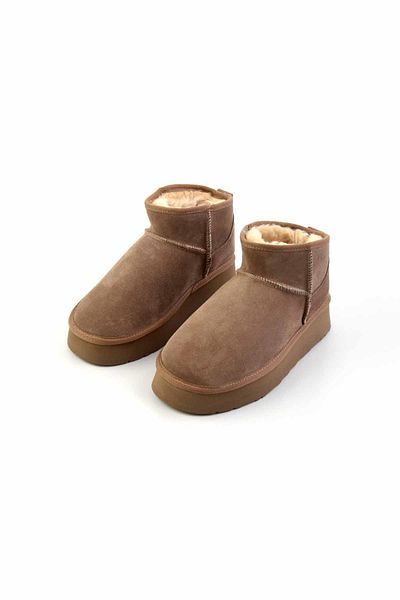 Bambi Beige Leather Women's Boots & Bootie K02422009002