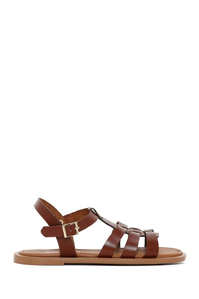 Derimod Women's Brown Genuine Leather Bodrum Sandals 25Sfd332018