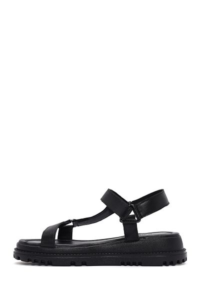 Derimod Women's Black Ankle Strap Leather Comfort Sandals 25Sfd 300318