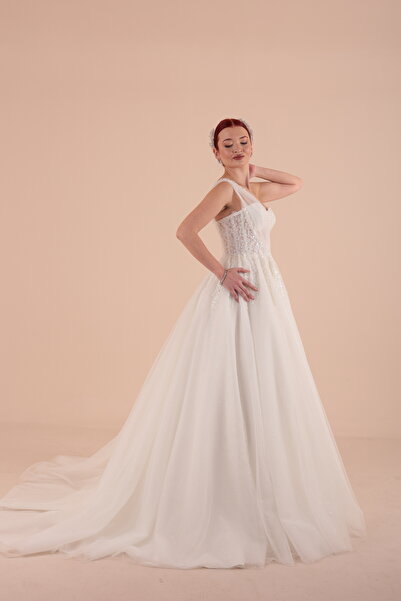 berissima bride Tek Omuz Transparan Helen Gelinlik