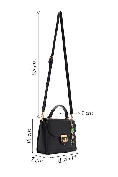 Derimod Women's Black Long Strap Crossbody Bag with Accessory Detail 25Sbd 260118