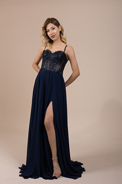 berissima bride Theodora Dantel Işlemeli Transparan Nişan Elbisesi