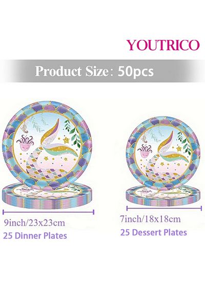 Youtrico Disposable Tableware 50 Pieces-23/18cm Ideal For 25 People Wedding Plating/birthday Party