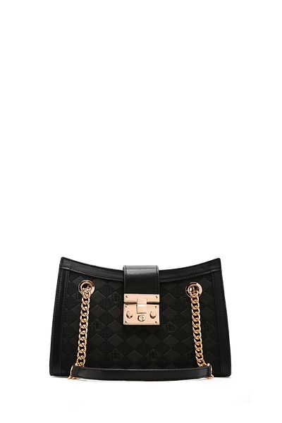 Derimod Women's Black Long Strap Printed Shoulder Bag 25Sbd 200626