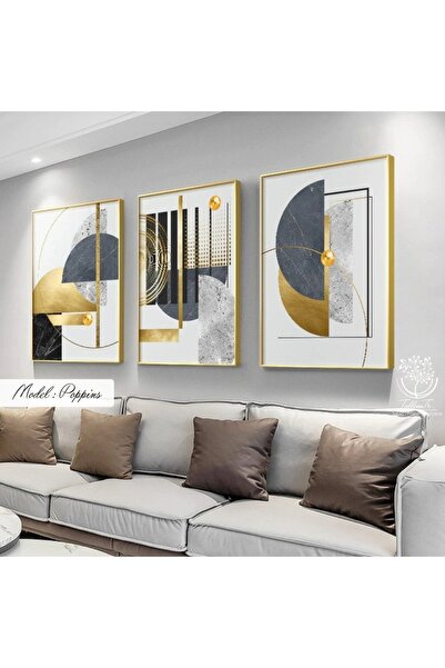 Tablomtr Metal Çerçeveli Gerçek Camlı Tablo Poppins 3 Lü Set