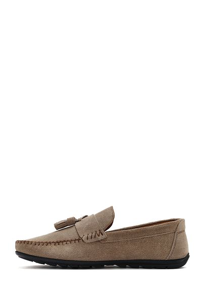 Derimod Pantofi pentru bărbați, bej, cu ciucuri, piele de căprioară, din piele naturală, pantofi casual, zilnic, 25sfd754610