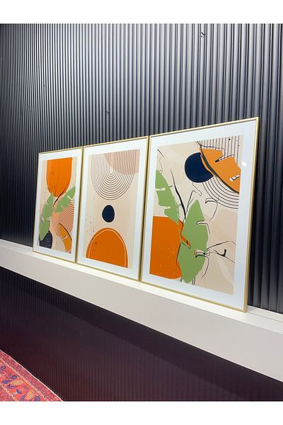 Tablomtr Set de 3 palemoni de masă din sticlă reală cu cadru metalic