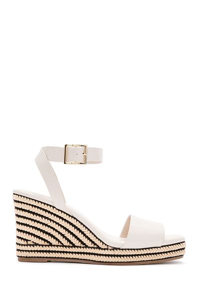 Derimod Women's Cream Ankle Strap Wedge Heeled Espadrille 25Sfe 480718