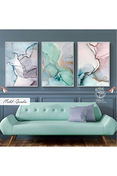 Tablomtr Metal Çerçeveli Gerçek Camlı Tablo Quimbie 3 Lü Set