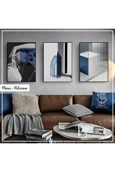 Tablomtr Metal Çerçeveli Gerçek Camlı Tablo Railstone 3 Lü Set