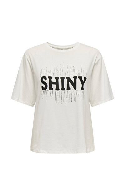 ONLY ONLSANNI S/S STONES TOP B KIRIK BEYAZ Жіноча футболка з короткими рукавами