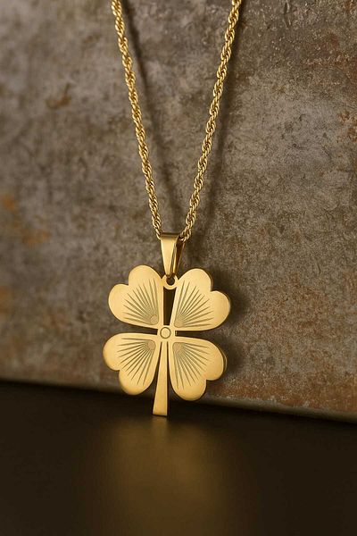 MR RZN STORE Clover Necklace - 45cm - Gold