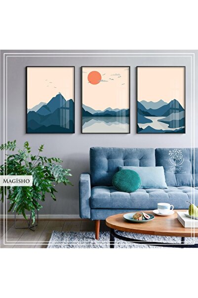 Tablomtr Metal Çerçeveli Gerçek Camlı Tablo MagishoS 3 lü Set
