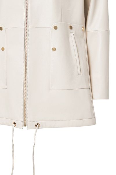 Derimod Cindy Women's Cream Hooded Leather Coat 24Wge5273R3