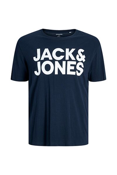 Jack & Jones Мъжка тениска с къс ръкав, тъмносиня, с лого на Jjecorp, O-nec