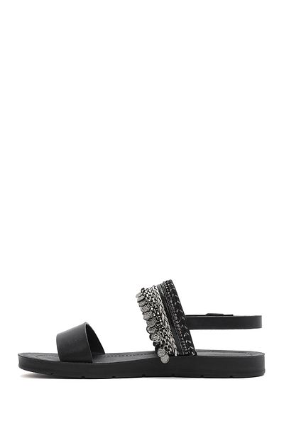 Derimod Women's Black Back Tie Stone Sandals 25Sfe464314