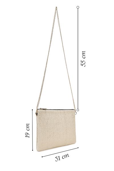Derimod Women's Gold Long Chain Strap Straw Portfolio Bag 25Sbd2205M7