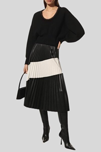 BOSS Kadın Pileli Midi Etek Siyah