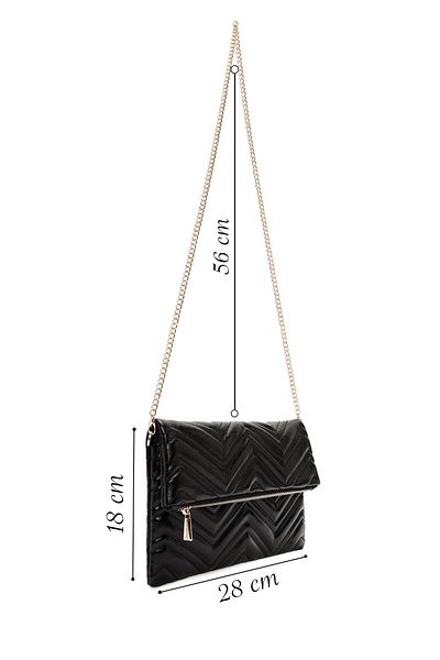 Derimod Women's Black Long Chain Strap Quilted Clutch Bag 25Sbd2209Kp