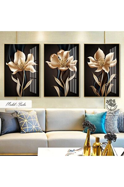 Tablomtr Metal Çerçeveli Gerçek Camlı Tablo Sreda 3 Lü Set