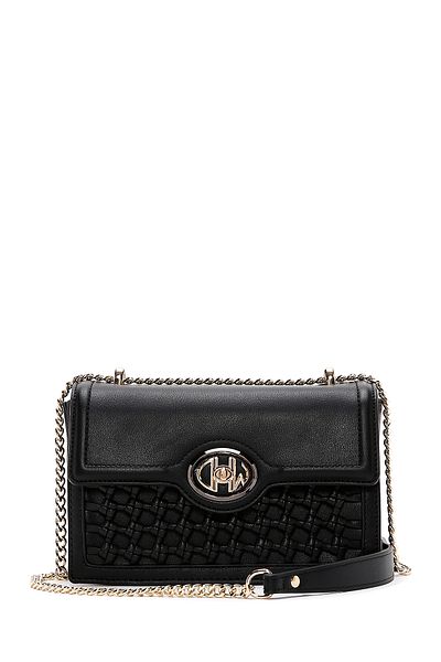 Derimod Women's Black Long Chain Strap Knitted Crossbody Bag 25Sbd 281629
