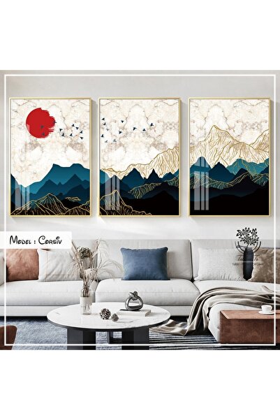 Tablomtr Metal Çerçeveli Gerçek Camlı Tablo Corsiv 3 Lü Set