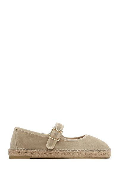 Derimod Women's Beige Strappy Suede Espadrille 25Sfd 206810