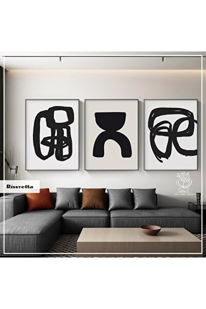 Tablomtr Metal Çerçeveli Gerçek Camlı Tablo Rissyetta 3 Lü Set