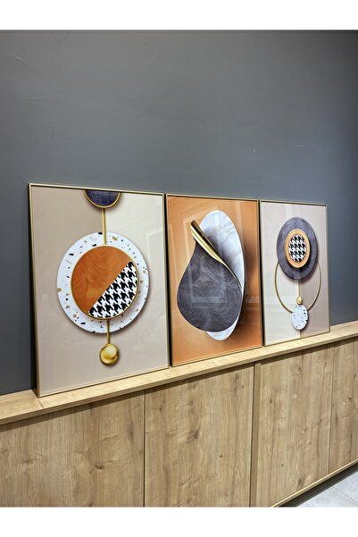 Tablomtr Metal Çerçeveli Gerçek Camlı Tablo Larabie 3 Lü Set