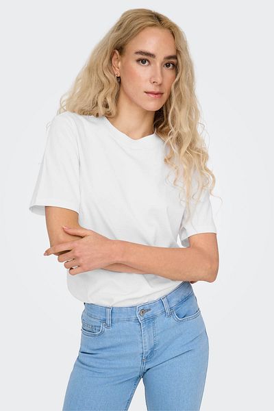 ONLY ONLMONJA S/S TEE JRS NOOS Λευκό γυναικείο κοντομάνικο μπλουζάκι