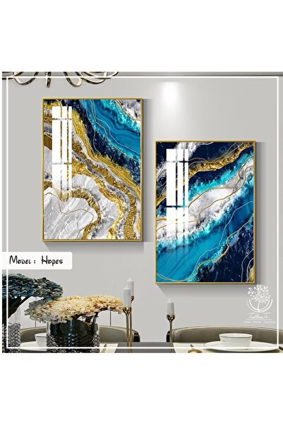 Tablomtr Metal Çerçeveli Gerçek Camlı Tablo Hopes 2 Li Set