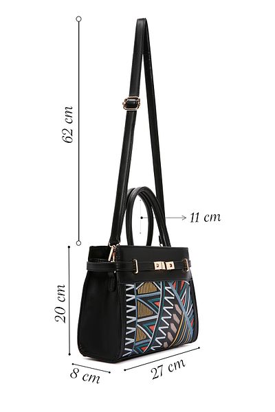 Derimod Women's Black Printed Long Strap Shoulder Bag 25Sbd 260526