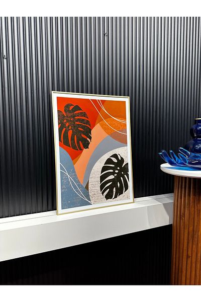 Tablomtr Bohama Decorativă de masă cu cadru metalic din sticlă reală