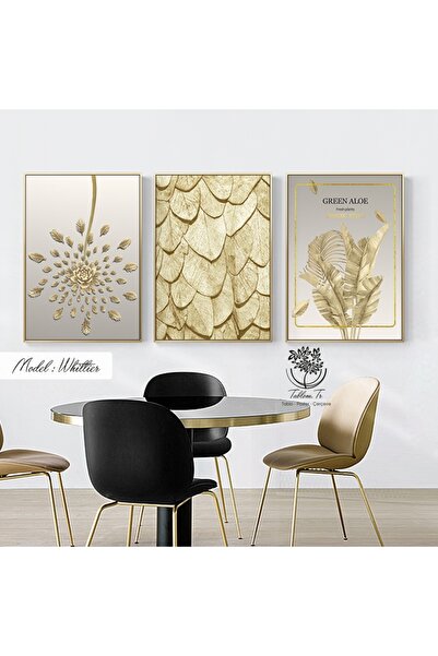Tablomtr Metal Çerçeveli Gerçek Camlı Tablo Whittier 3 Lü Set