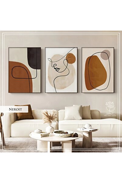 Tablomtr Metal Çerçeveli Gerçek Camlı Tablo NeroitB 3 Lü Set