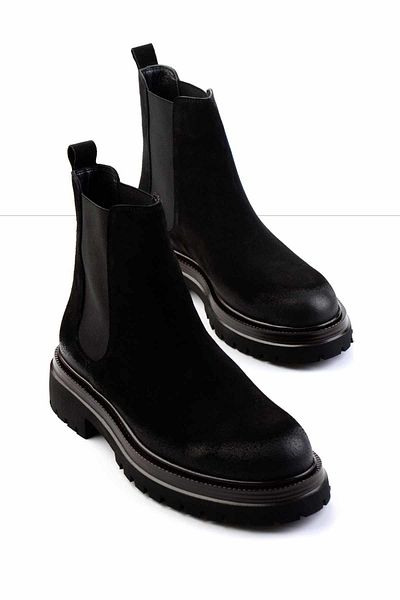 Bambi Μαύρο Suede Γνήσιο Δερμάτινο Ανδρικές Μπότες & Μποτάκια E02304930102