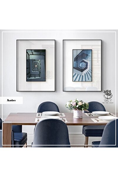 Tablomtr Metal Çerçeveli Gerçek Camlı Tablo Antry 2 Li Set