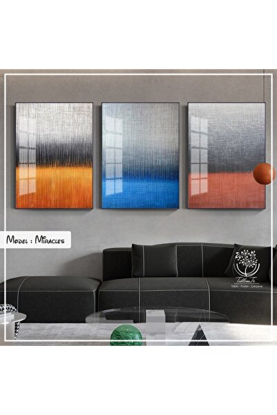 Tablomtr Metal Çerçeveli Gerçek Camlı Tablo Miracles 3 Lü Set