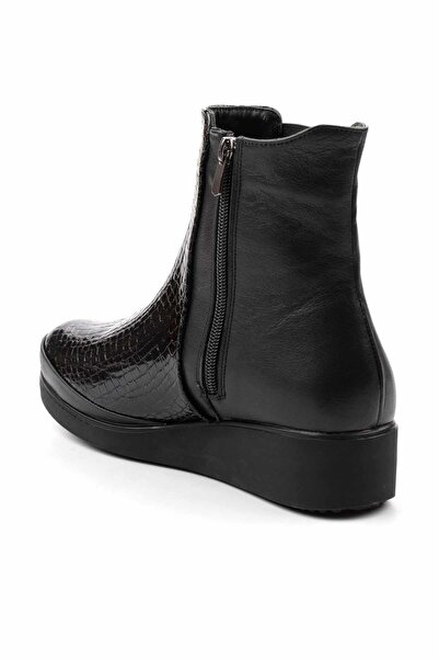 Bambi Siyah Siyah Leather Kadın Bot & Bootie K02586160203