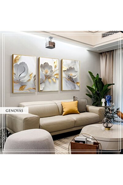 Tablomtr Genovast 3-компонентен комплект от картини с метална рамка и истинск...