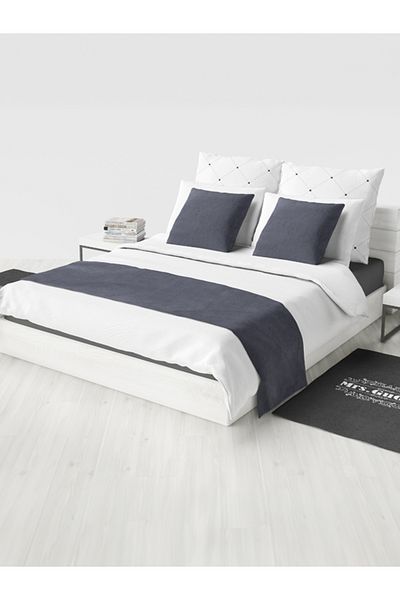 Mrs.Gugar Anthracite Single Bed Runner and Throw Pillow Cover Set