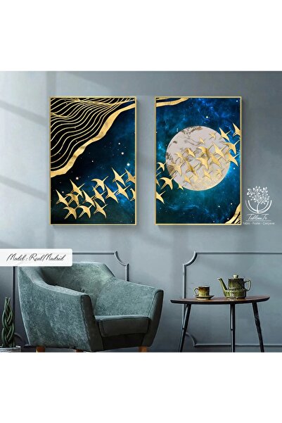 Tablomtr Metal Çerçeveli Gerçek Camlı Tablo Realmadrid 2 Li Set